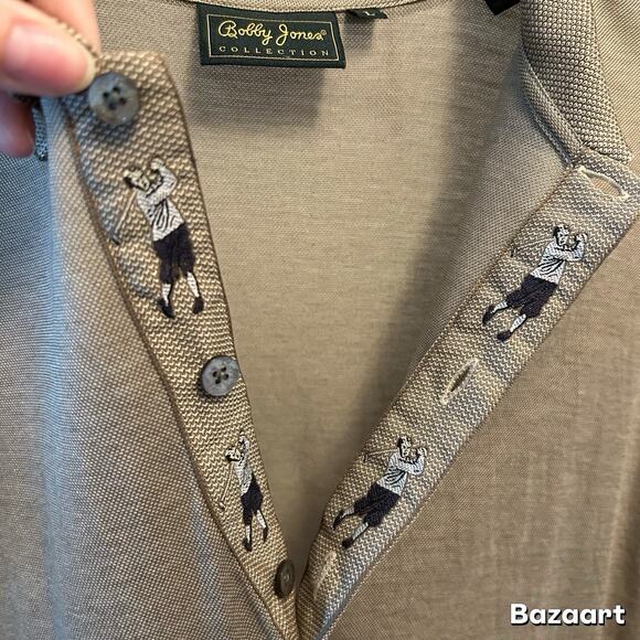 Bobby Jones Taupe golf shirt - Made in Italy - 100% cotton - Men’s Large - Picture 1 of 5